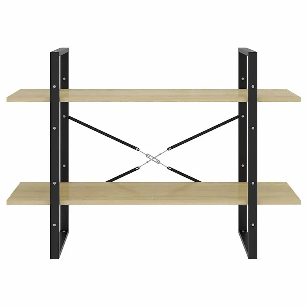 2-Tier Book Cabinet Sonoma Oak Standing Bookshelf Storage Shelves 100x30x70 cm
