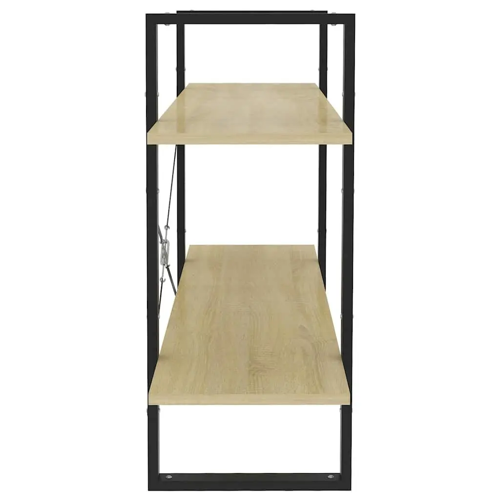 2-Tier Book Cabinet Sonoma Oak Standing Bookshelf Storage Shelves 100x30x70 cm