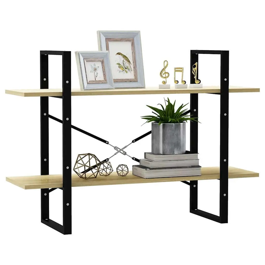 2-Tier Book Cabinet Sonoma Oak Standing Bookshelf Storage Shelves 100x30x70 cm