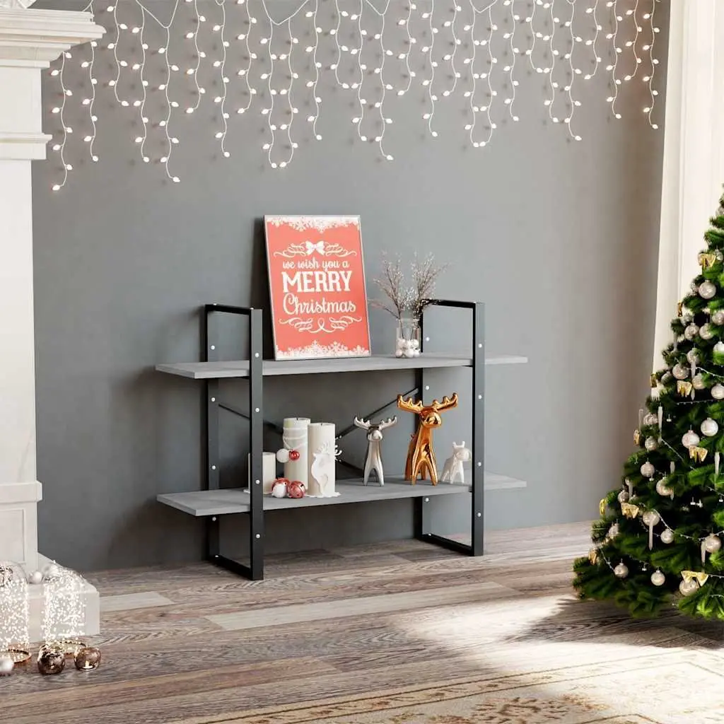 Book Cabinet for Home 100x30x70 cm 2-Tier Storage Shelving Unit Grey