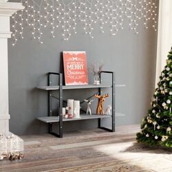 2-Tier Grey Book Cabinet: 100x30x70 cm Engineered Wood