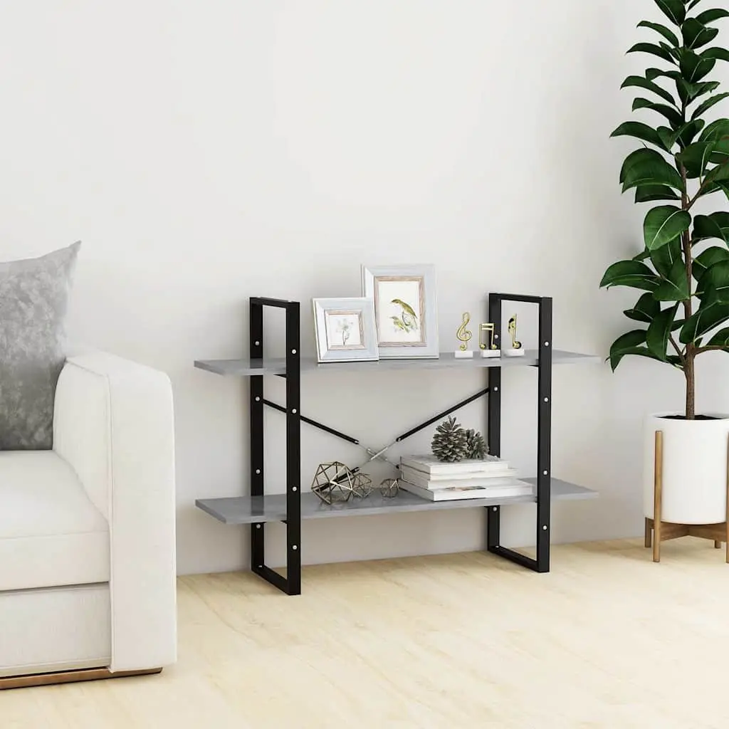 Book Cabinet for Home 100x30x70 cm 2-Tier Storage Shelving Unit Grey