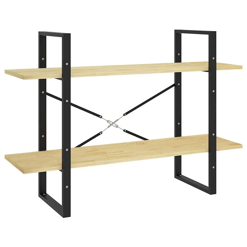 2-Tier Book Cabinet 100x30x70 cm Pine Wood Standing Bookshelf Storage