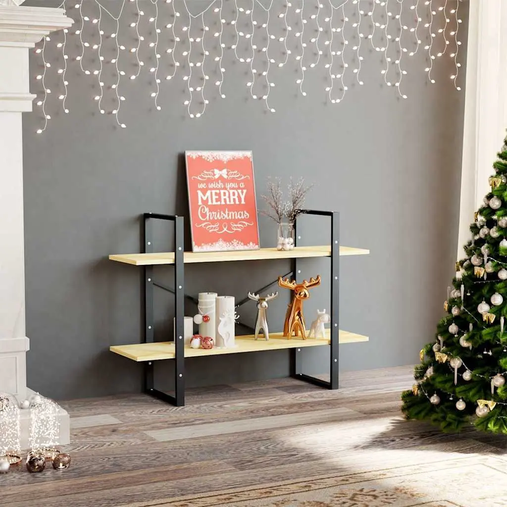 2-Tier Book Cabinet 100x30x70 cm Pine Wood Standing Bookshelf Storage