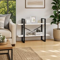 2-Tier Book Cabinet Specifications: Solid Pine, White Finish