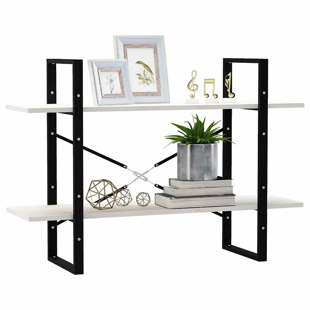 2-Tier Book Cabinet White Solid Pine Wood Shelving Unit Storage Bookcase Shelf