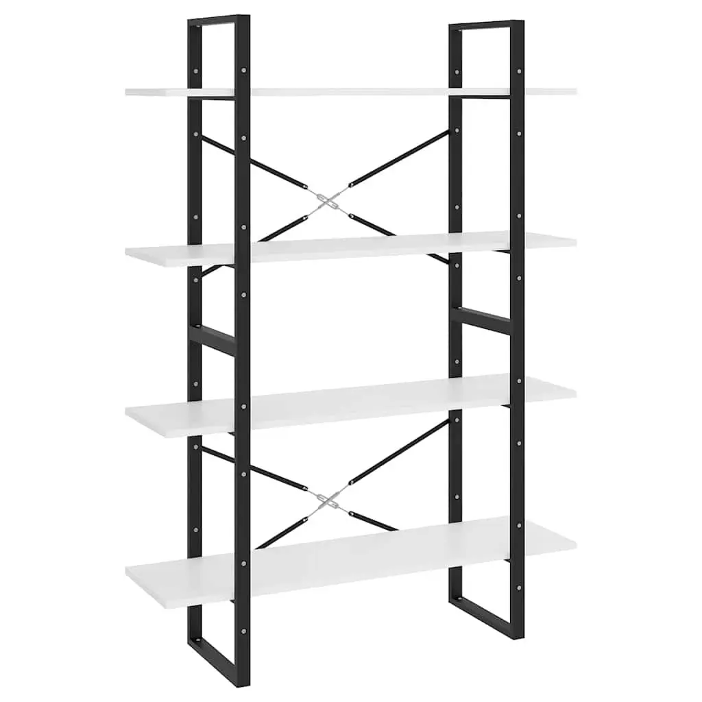 4-Tier Book Cabinet White Engineered Wood Bookshelf Storage Display Stand Shelf