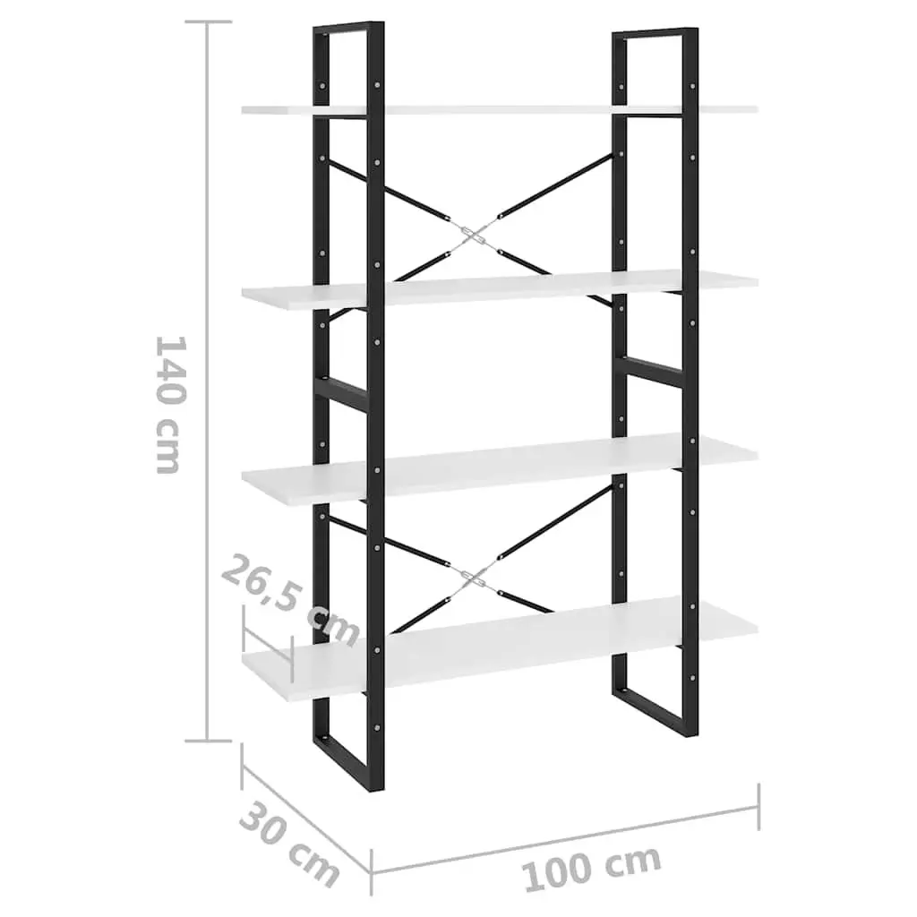 4-Tier Book Cabinet White Engineered Wood Bookshelf Storage Display Stand Shelf