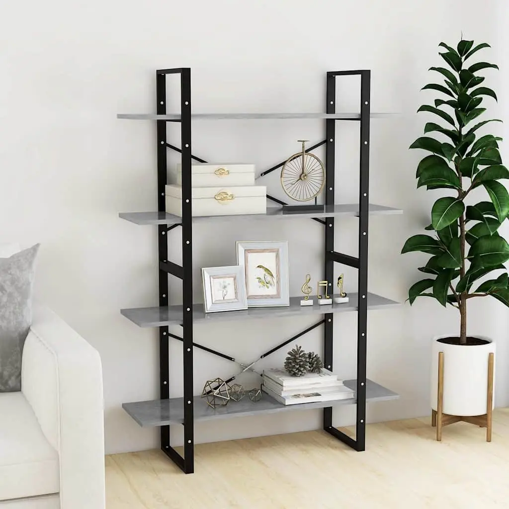 Concrete Grey 4-Tier Book Cabinet