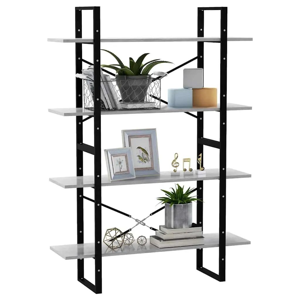 Concrete Grey 4-Tier Book Cabinet