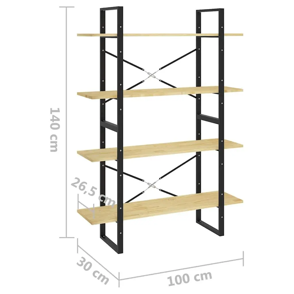 4-Tier Book Cabinet Storage Shelving Unit Solid Pine Wood Brown 100x30x140cm
