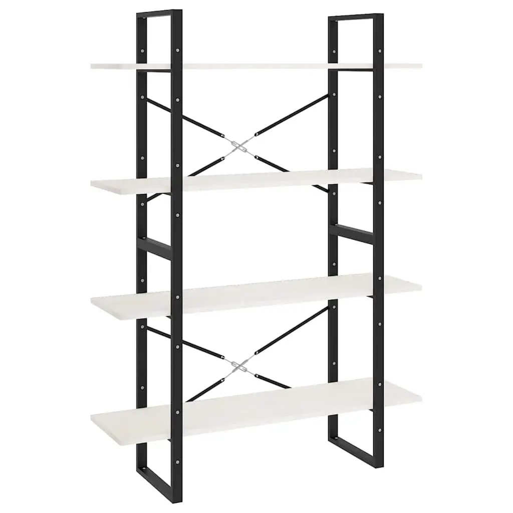 4 Tier White Standing Shelf Book Cabinet Solid Pine Wood Storage Display Unit