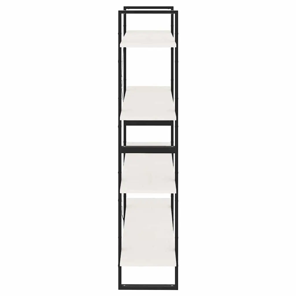 4 Tier White Standing Shelf Book Cabinet Solid Pine Wood Storage Display Unit