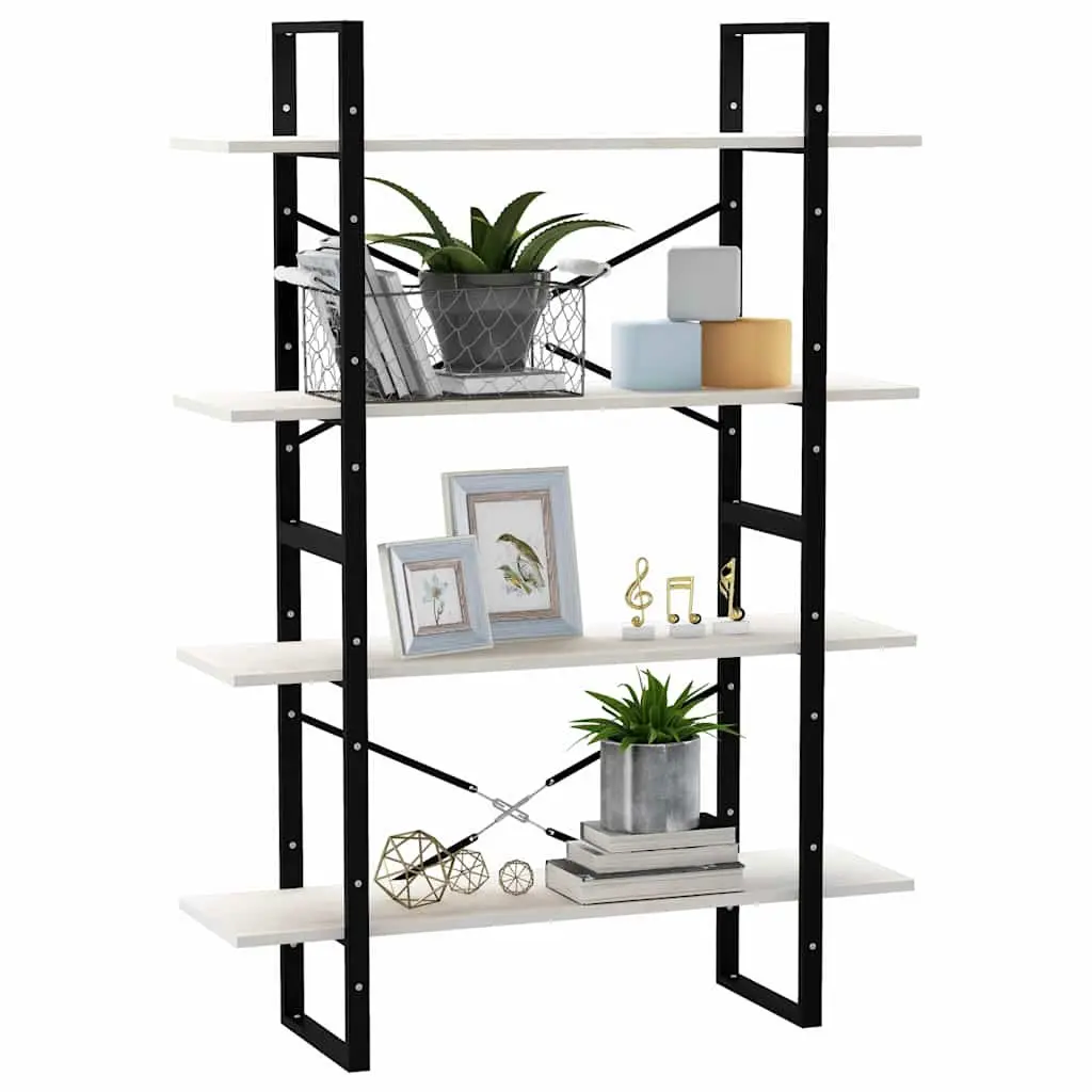 4 Tier White Standing Shelf Book Cabinet Solid Pine Wood Storage Display Unit