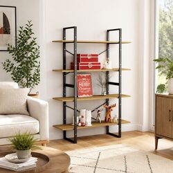 4-Tier Book Cabinet Solid Pine Wood Bookshelf Storage Shelving Unit Brown