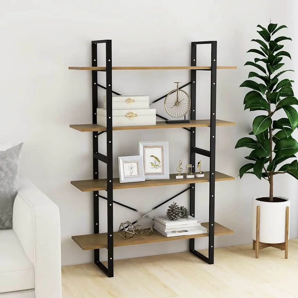 4-Tier Book Cabinet Solid Pine Wood Bookshelf Storage Shelving Unit Brown