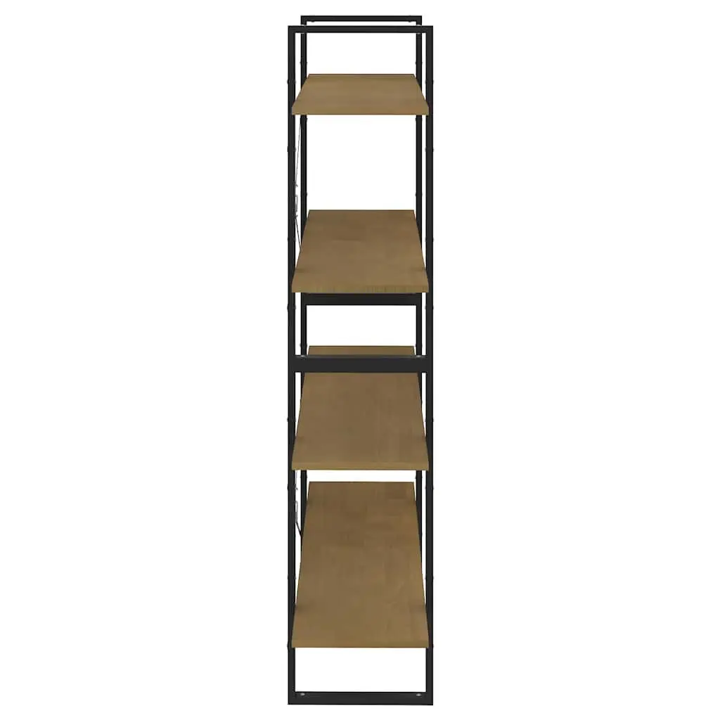 4-Tier Book Cabinet Solid Pine Wood Bookshelf Storage Shelving Unit Brown