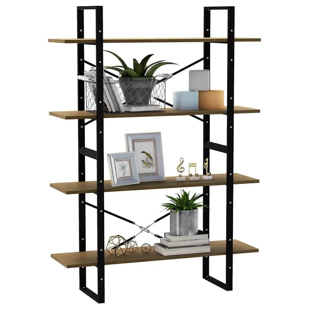 4-Tier Book Cabinet Solid Pine Wood Bookshelf Storage Shelving Unit Brown
