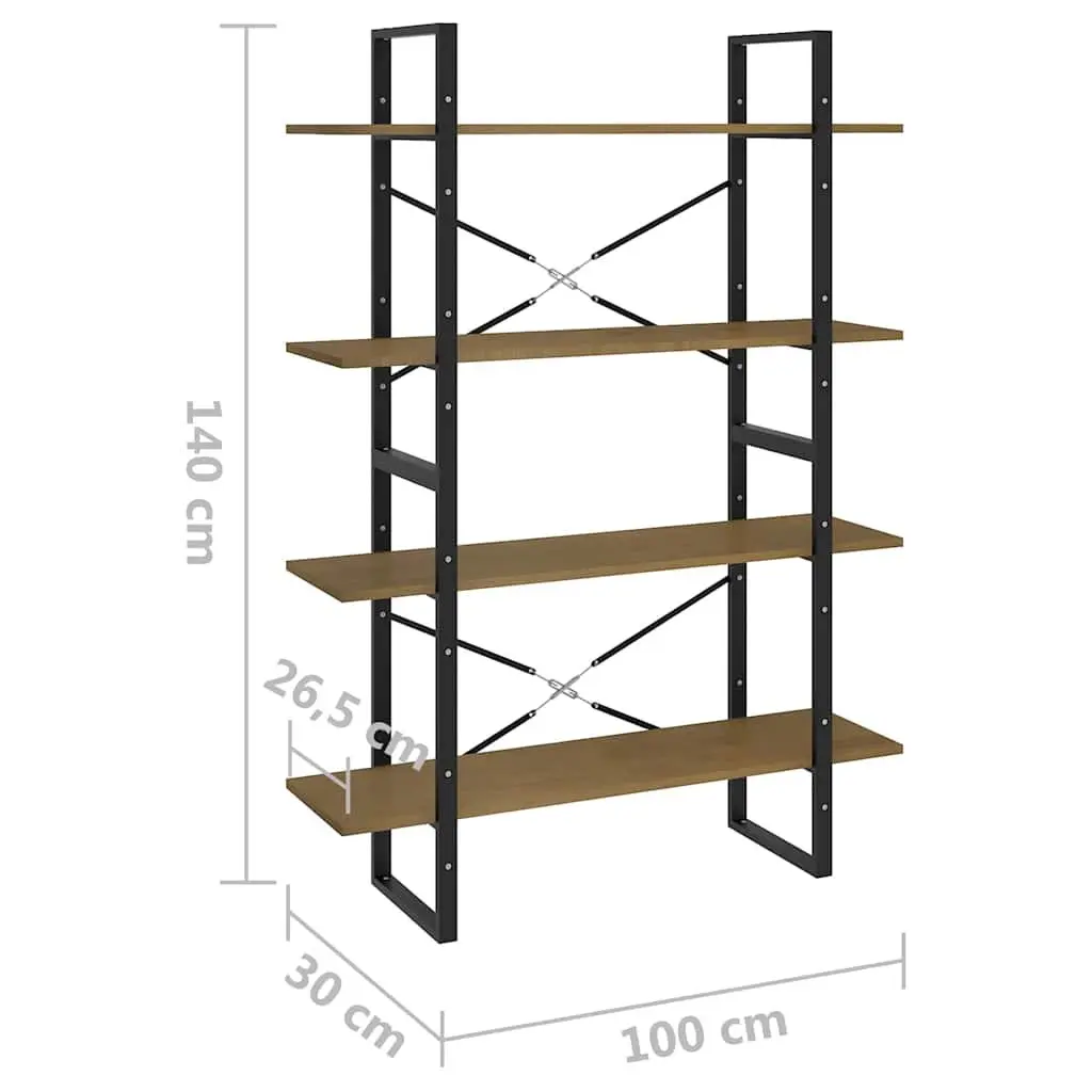 4-Tier Book Cabinet Solid Pine Wood Bookshelf Storage Shelving Unit Brown