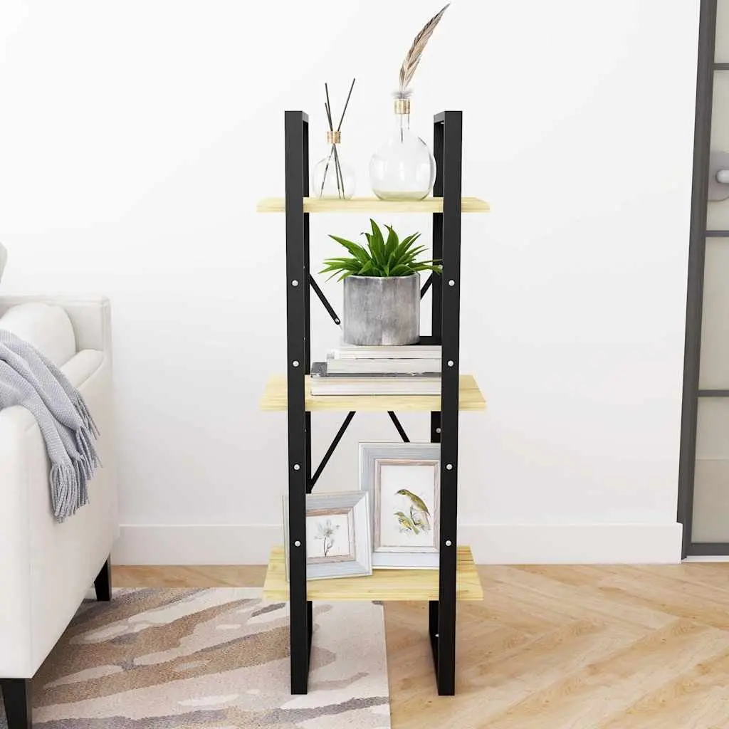 3-Tier Wooden Book Cabinet Shelving Unit Storage Display for Home Brown 40W x 30D x 105H cm