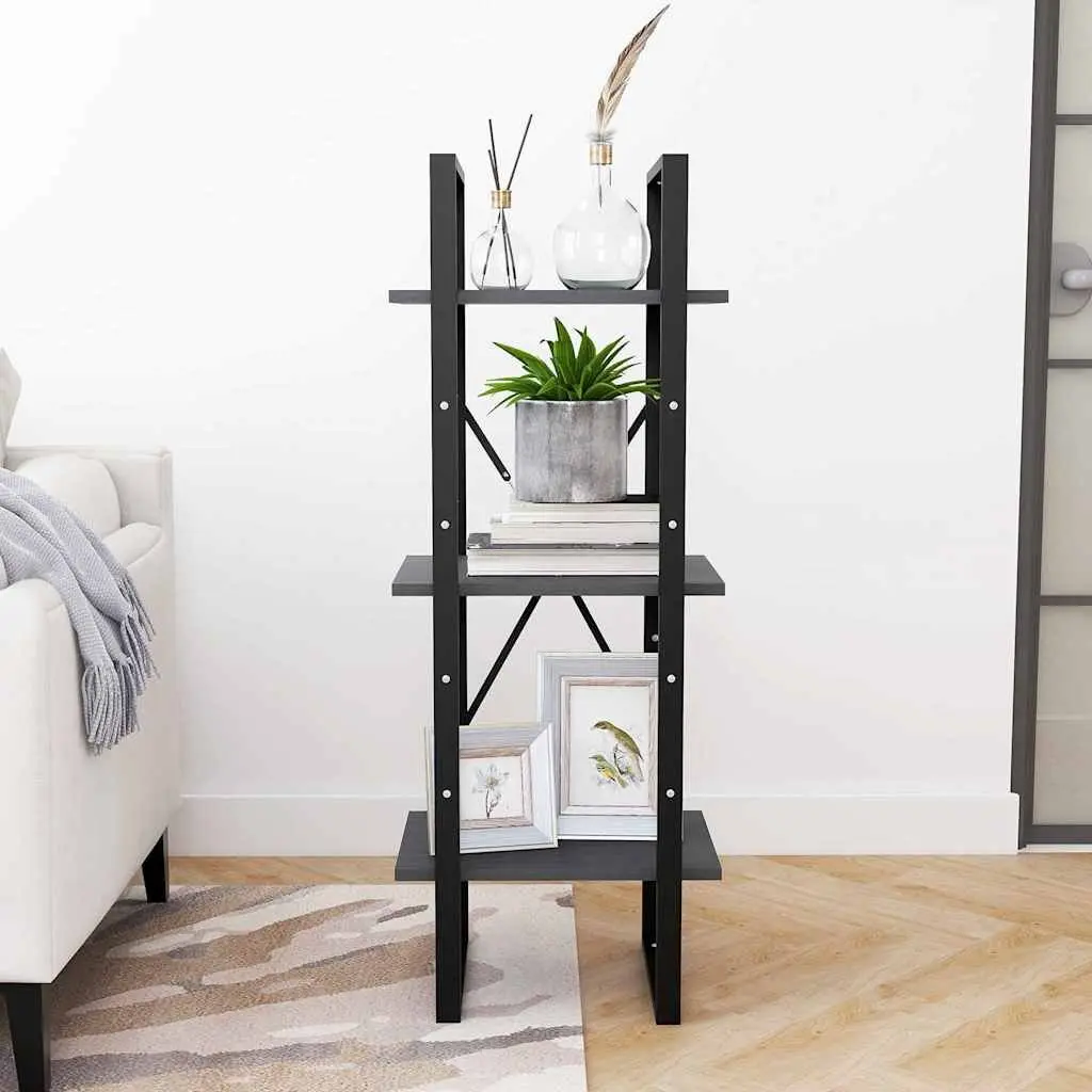 3-Tier Book Cabinet Grey Wooden Shelving Unit for Home Storage and Display 40 x 30 x 105 cm