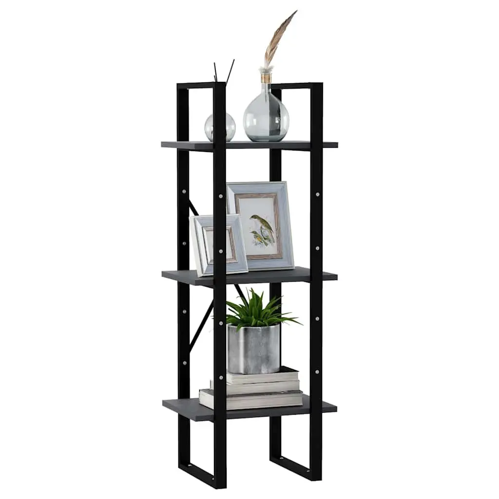 3-Tier Book Cabinet Grey Wooden Shelving Unit for Home Storage and Display 40 x 30 x 105 cm