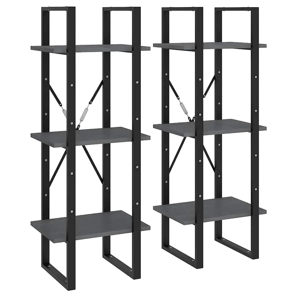 High Storage Cabinet Grey 40x30x210cm Solid Pine Wood 6 Shelf Bookcase Display