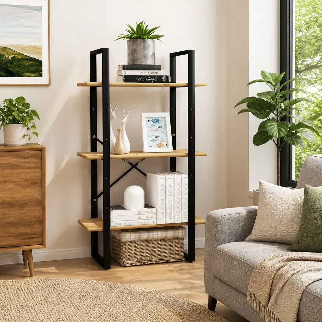 Solid Pine Wood Storage Shelf 60x30x105 cm Brown Bookcase Standing Display Rack
