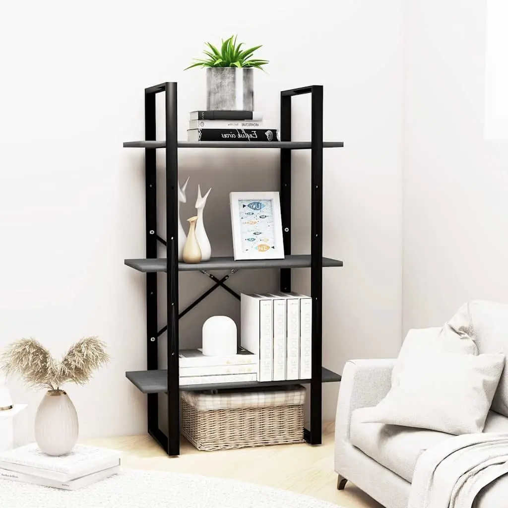 Storage Shelf Grey 60x30x105 cm Solid Pine Wood Bookcase Standing Display Rack