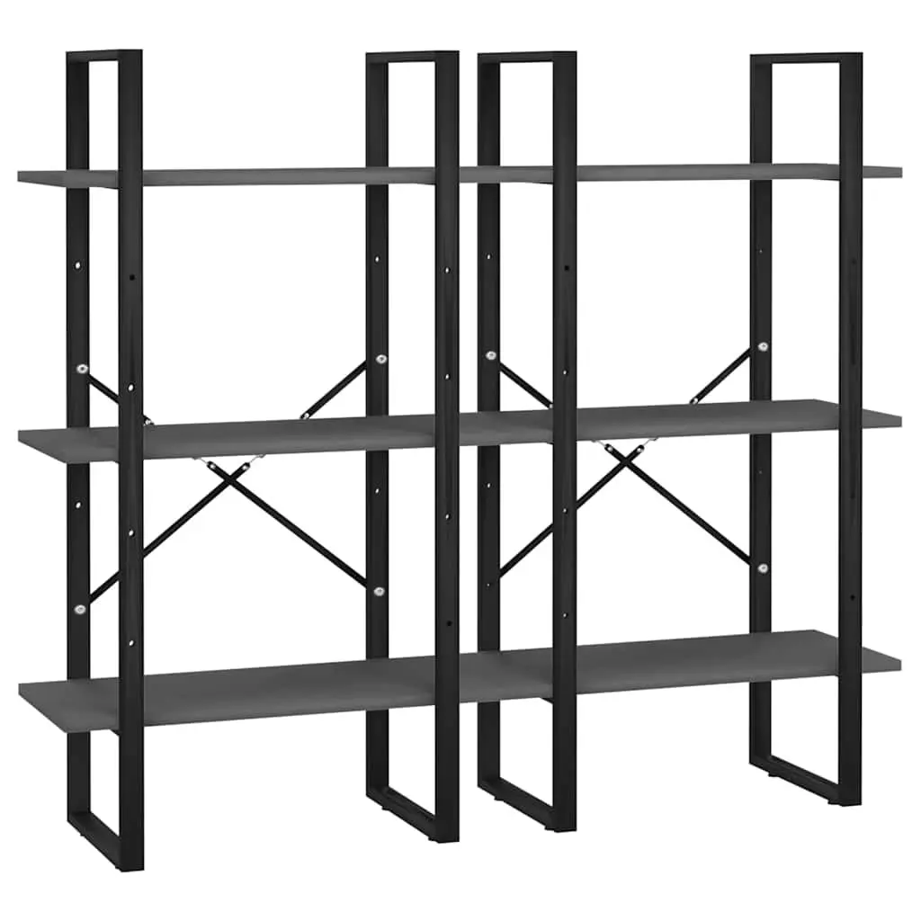 Storage Shelf Grey Standing Bookcase Shelving Unit for Home Kitchen Living Room 60 x 30 x 210 cm