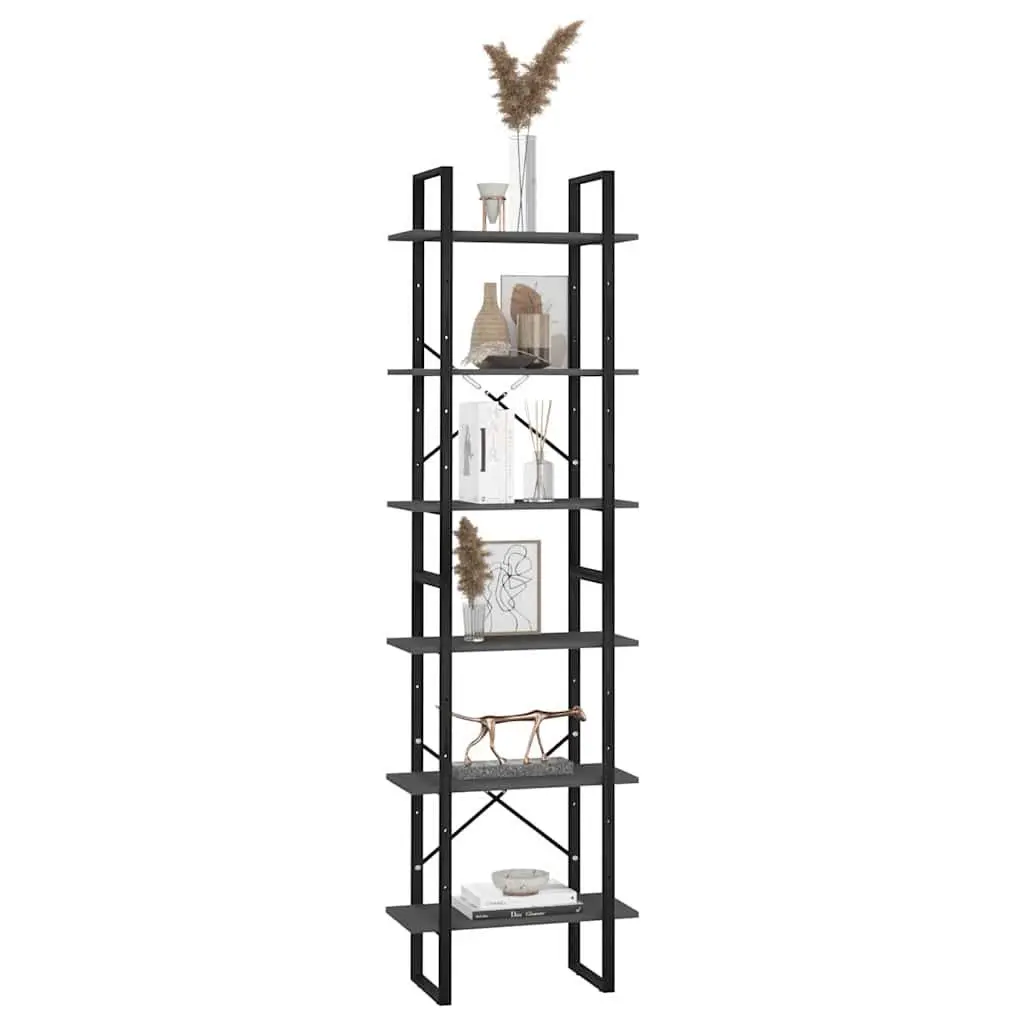 Storage Shelf Grey Standing Bookcase Shelving Unit for Home Kitchen Living Room 60 x 30 x 210 cm