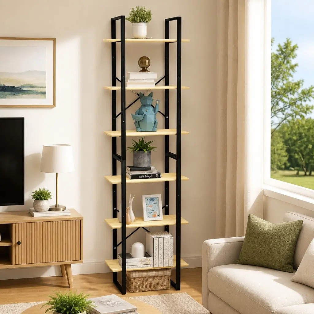 Wooden Storage Shelf for Living Areas Kitchens 60x30x210 cm
