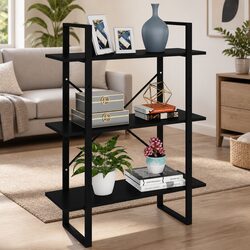 Book Cabinet Black Storage Shelving Unit 3 Shelf Bookcase Standing Display