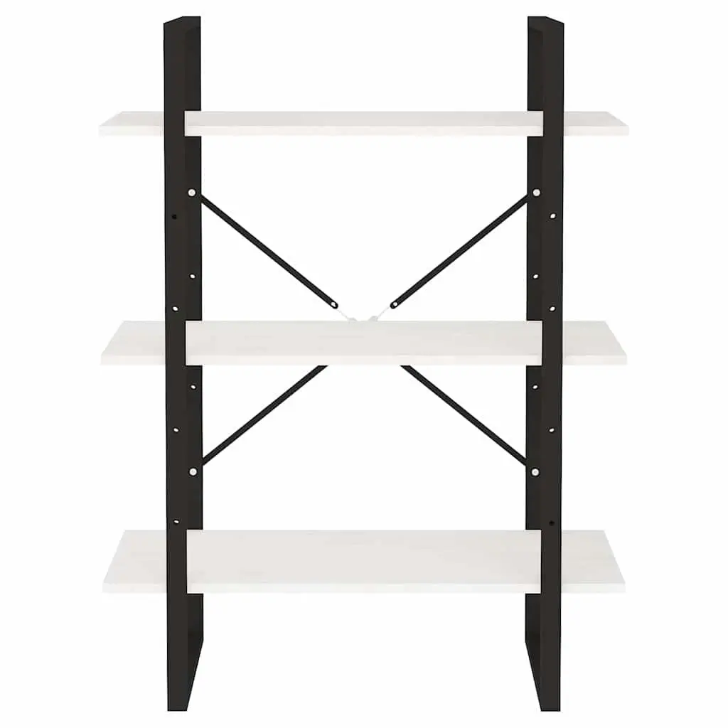 3-Tier Book Cabinet White Solid Pine Wood Shelving Unit Storage Display Bookcase