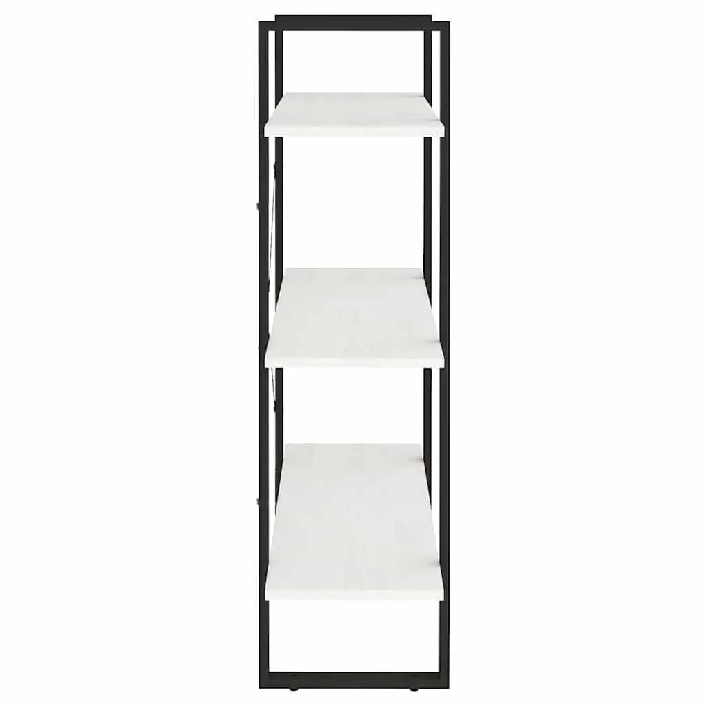 3-Tier Book Cabinet White Solid Pine Wood Shelving Unit Storage Display Bookcase