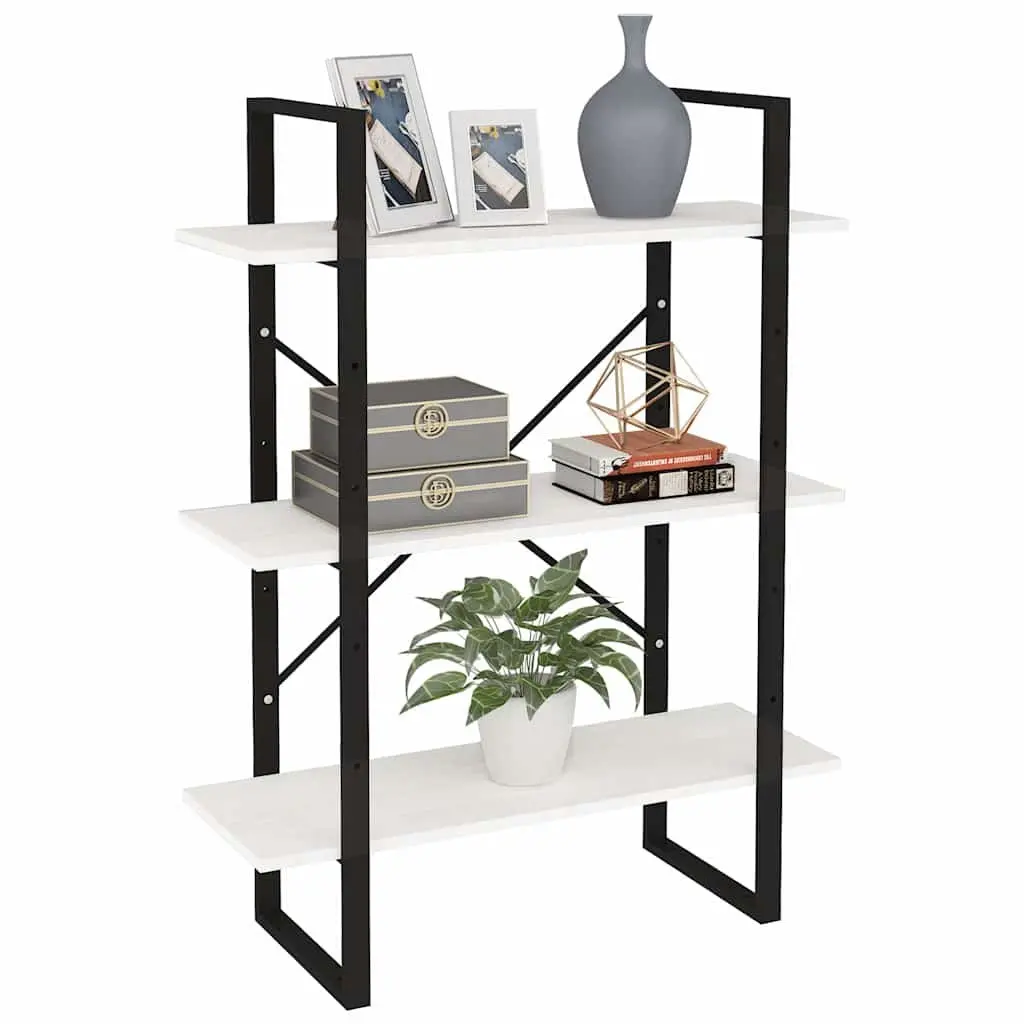 3-Tier Book Cabinet White Solid Pine Wood Shelving Unit Storage Display Bookcase