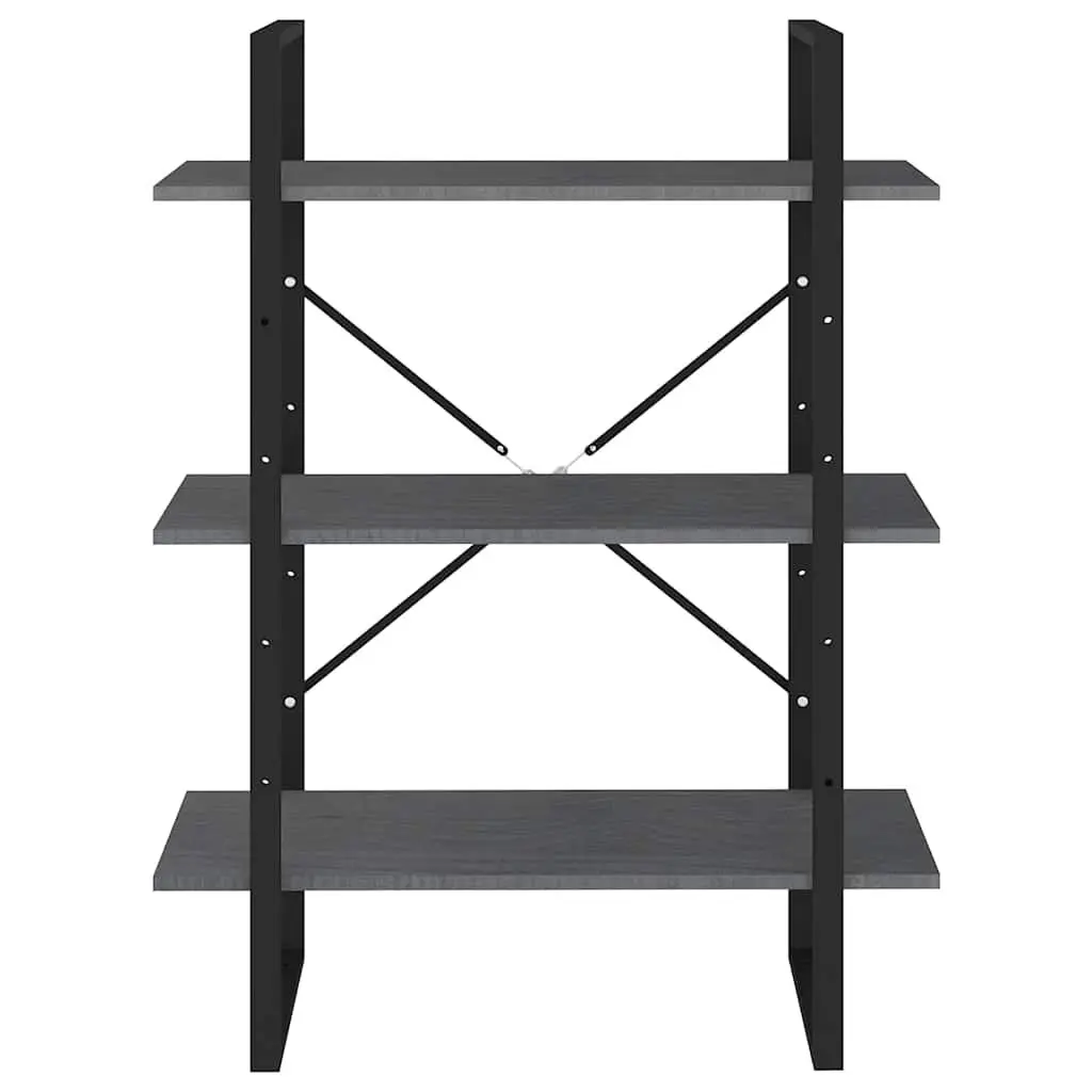 Wooden Book Cabinet for Home Storage 3-Tier Grey Shelving Unit