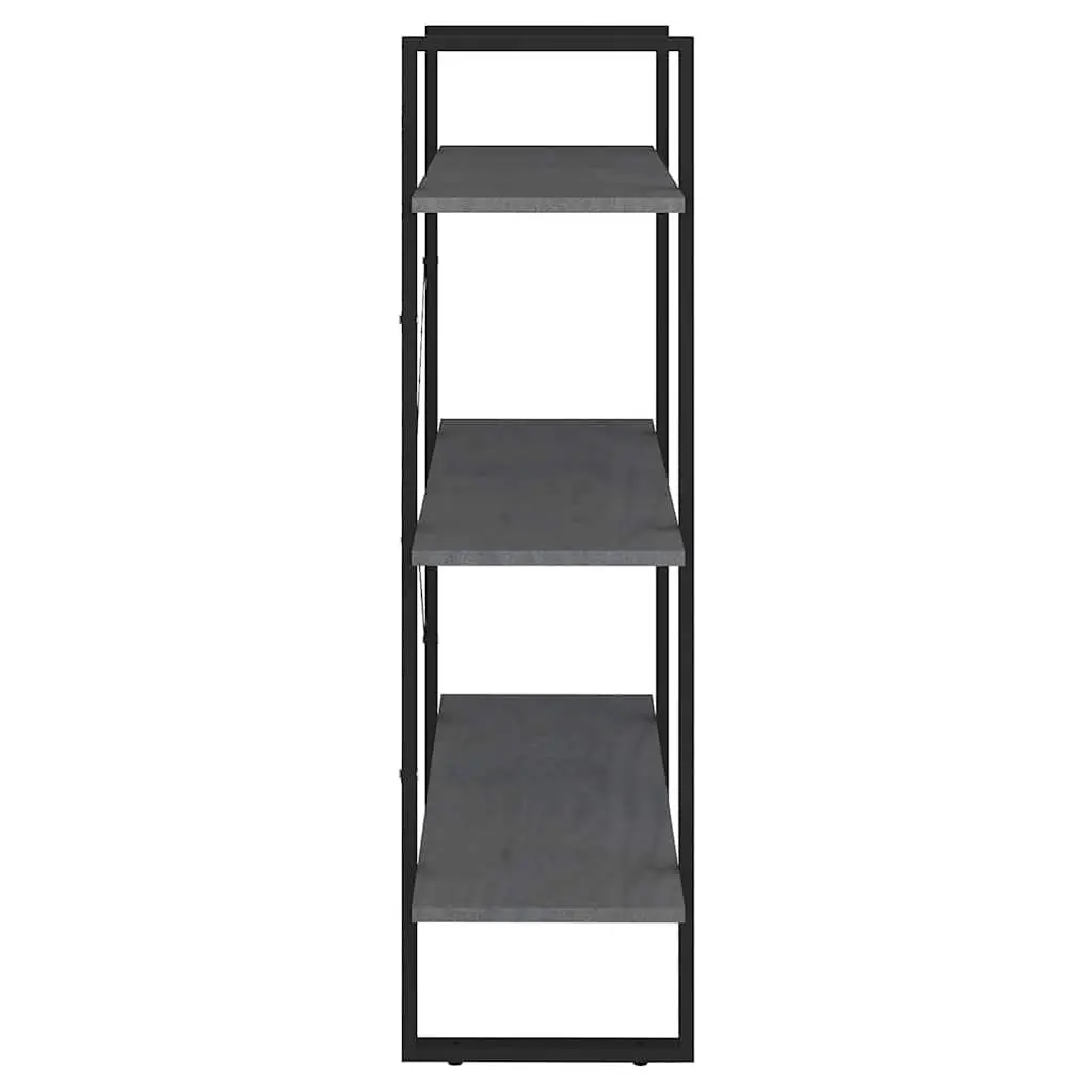 Wooden Book Cabinet for Home Storage 3-Tier Grey Shelving Unit