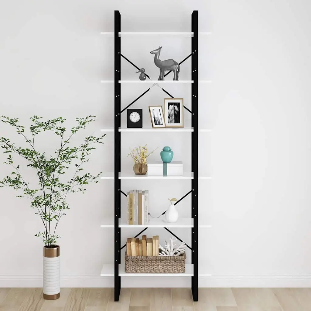 High Cabinet White 80x30x210 cm Tall Shelving Unit Engineered Wood Bookcase