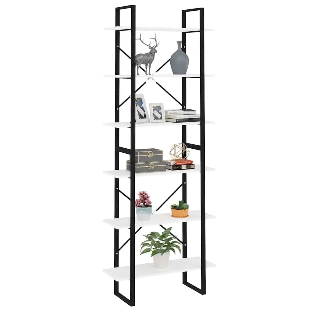 High Cabinet White 80x30x210 cm Tall Shelving Unit Engineered Wood Bookcase