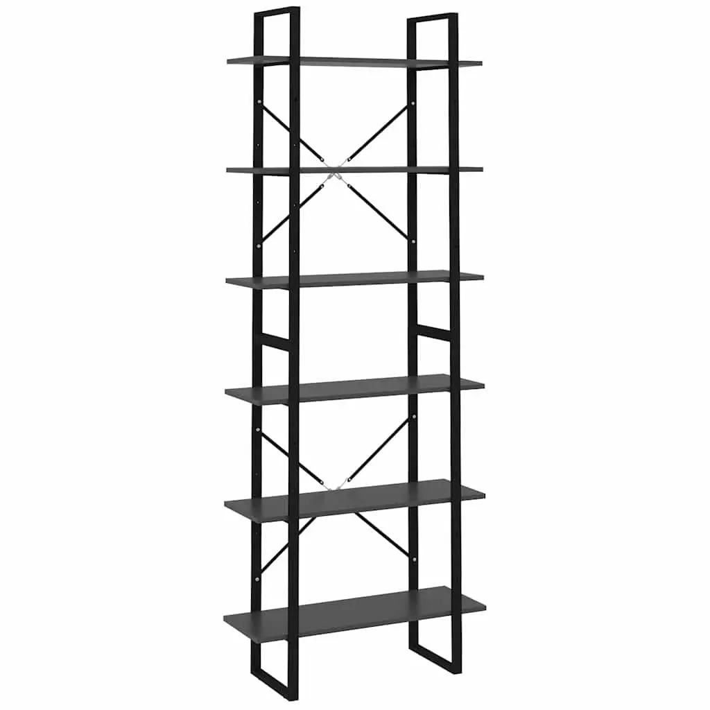 High Cabinet for Home Storage Grey 80x30x210cm Engineered Wood Bookcase Shelving