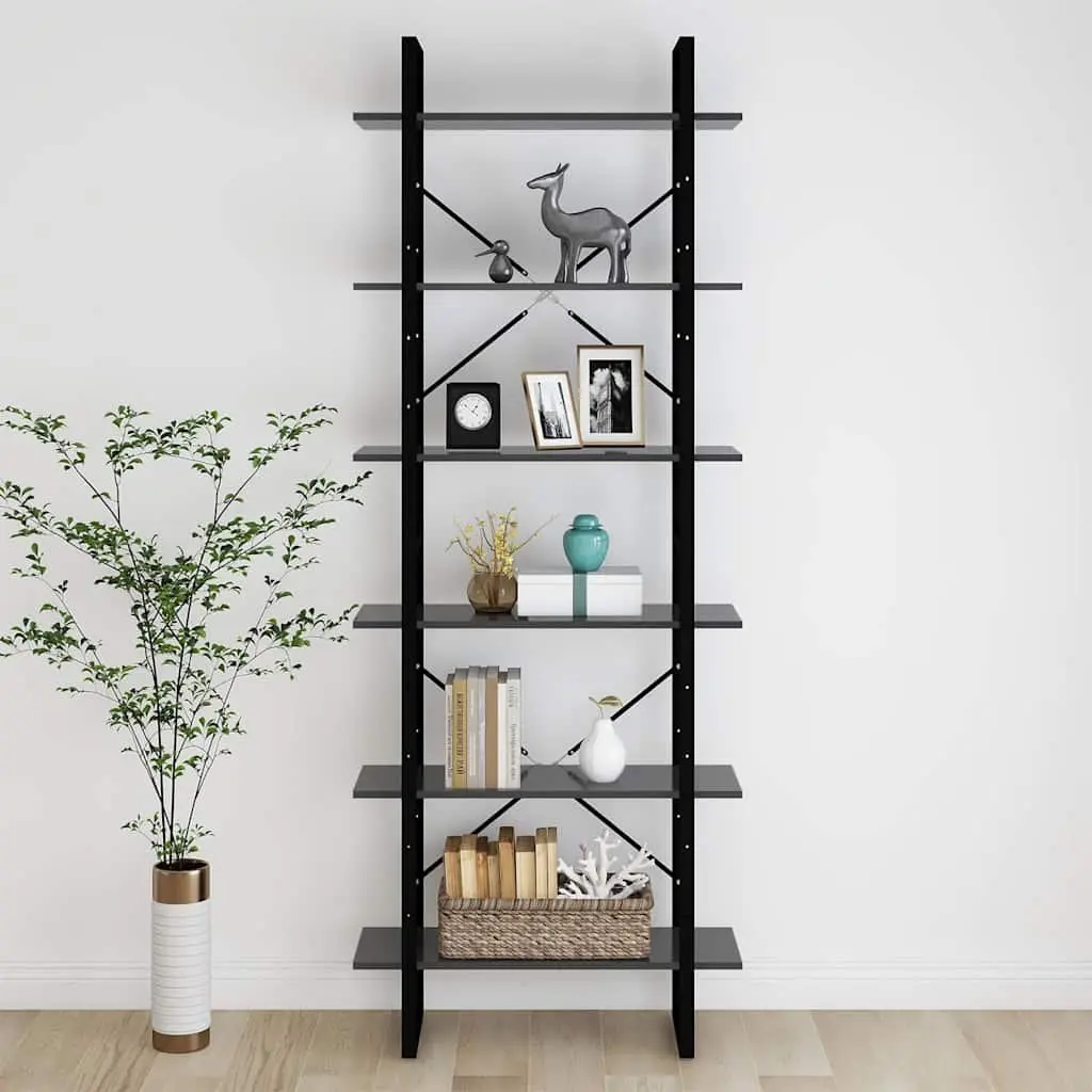 High Cabinet for Home Storage Grey 80x30x210cm Engineered Wood Bookcase Shelving