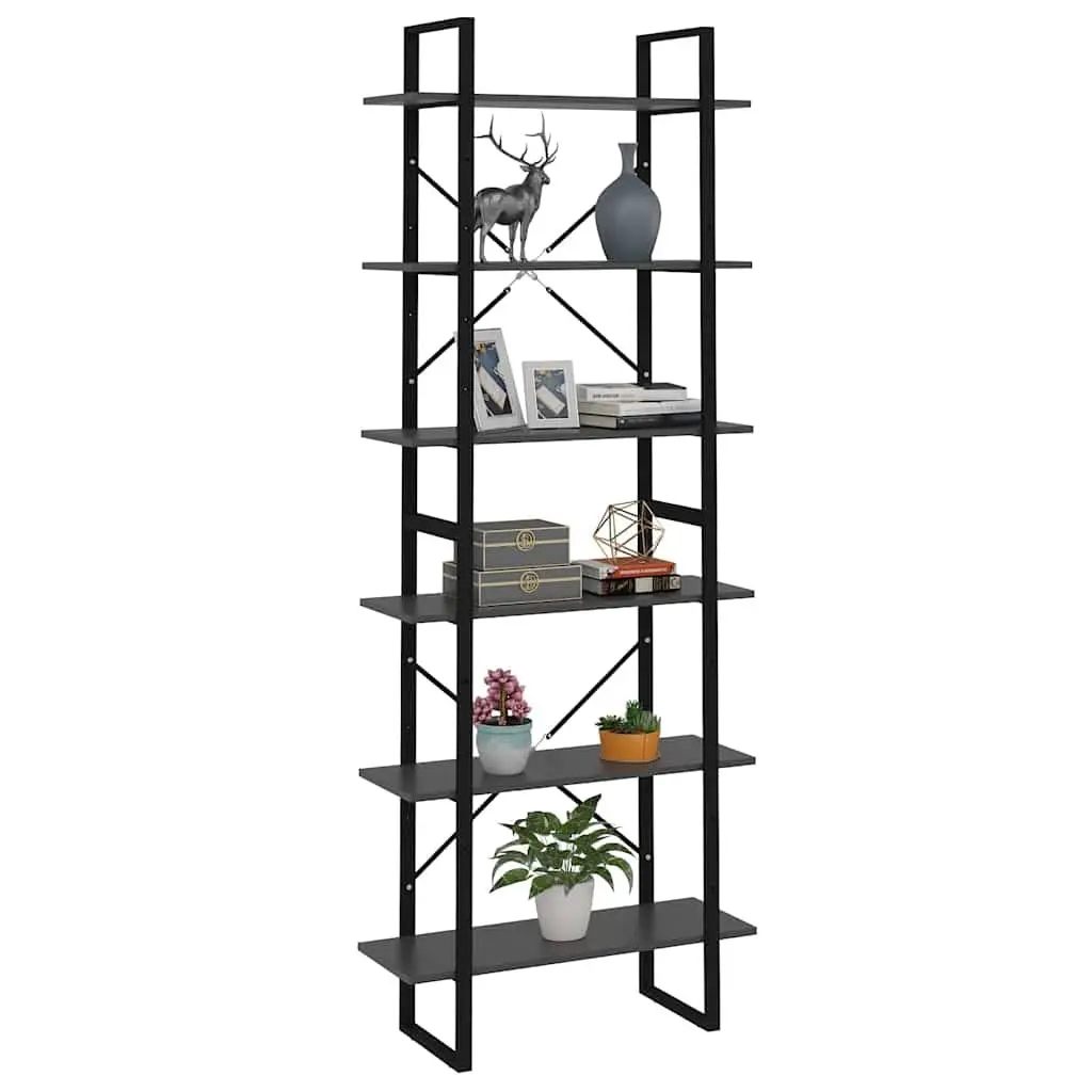 High Cabinet for Home Storage Grey 80x30x210cm Engineered Wood Bookcase Shelving
