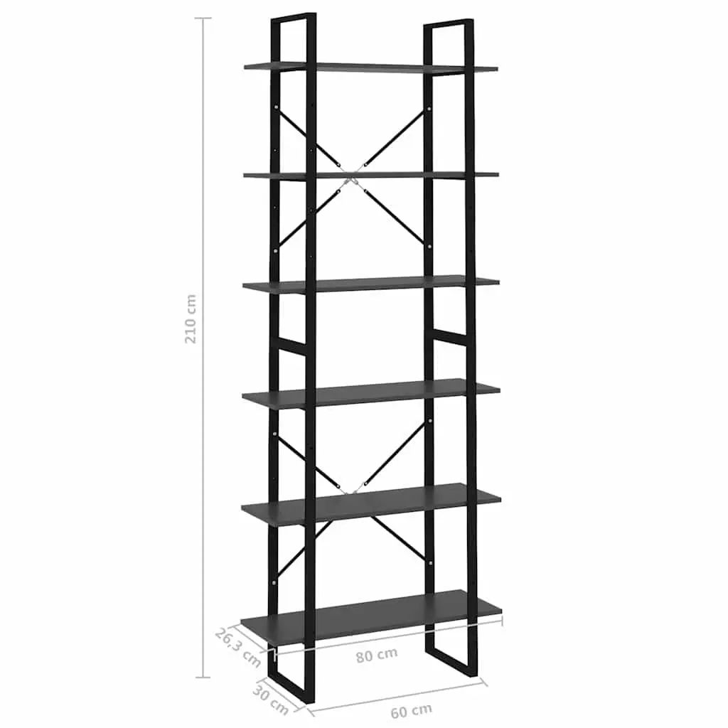 High Cabinet for Home Storage Grey 80x30x210cm Engineered Wood Bookcase Shelving