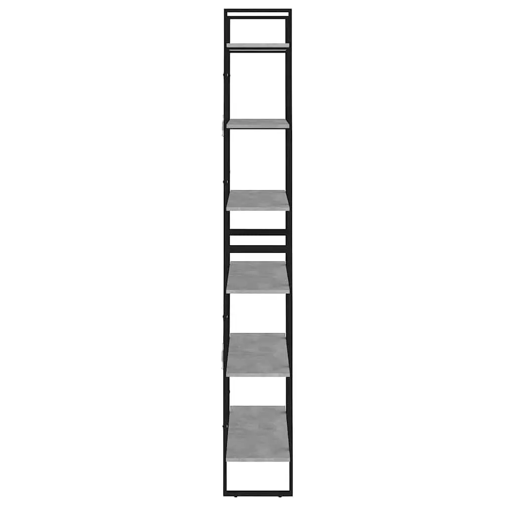 Grey Engineered Wood High Cabinet Storage Bookcase Shelving Unit with 6 Shelves for Home Use