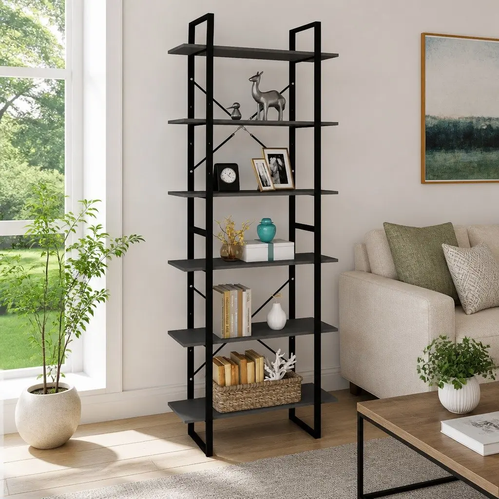 High Cabinet Shelving Unit for Home Grey 80x30x210 cm Solid Pine Wood