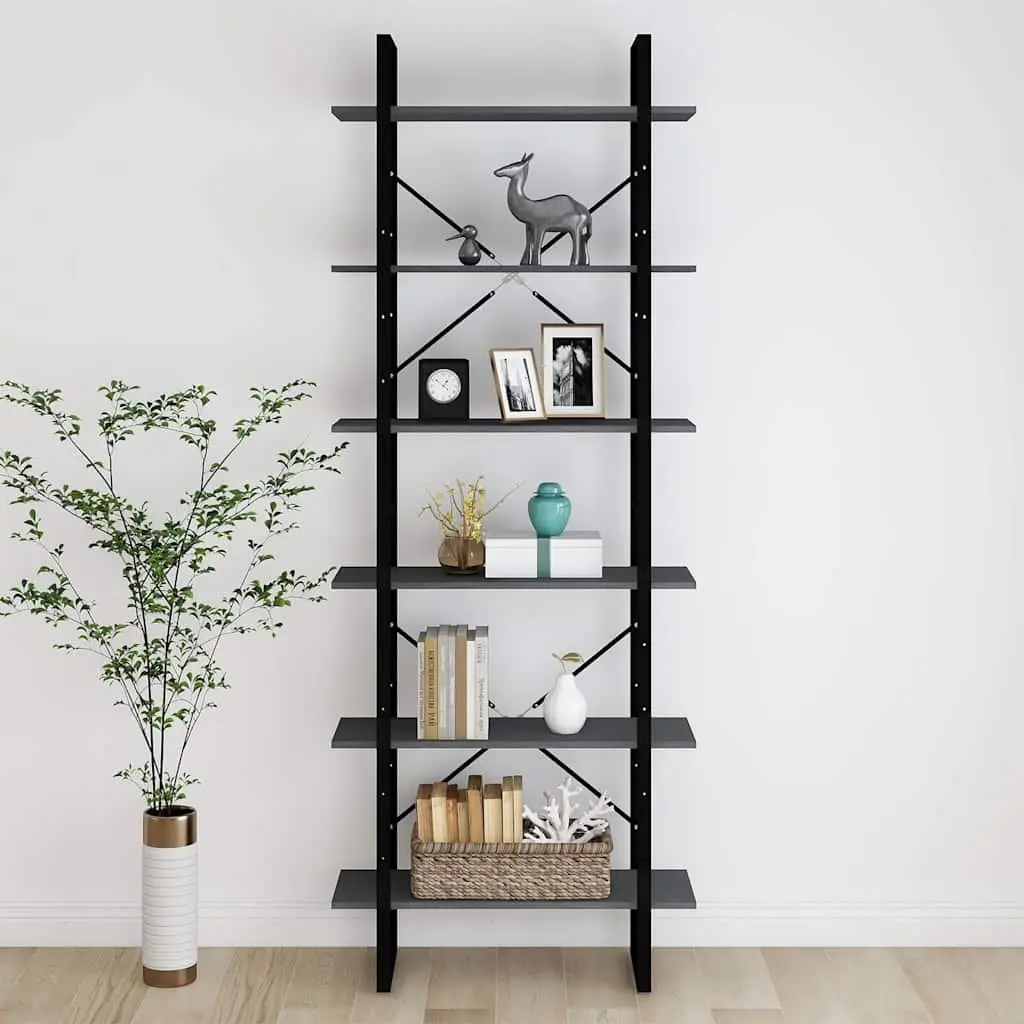 High Cabinet Shelving Unit for Home Grey 80x30x210 cm Solid Pine Wood