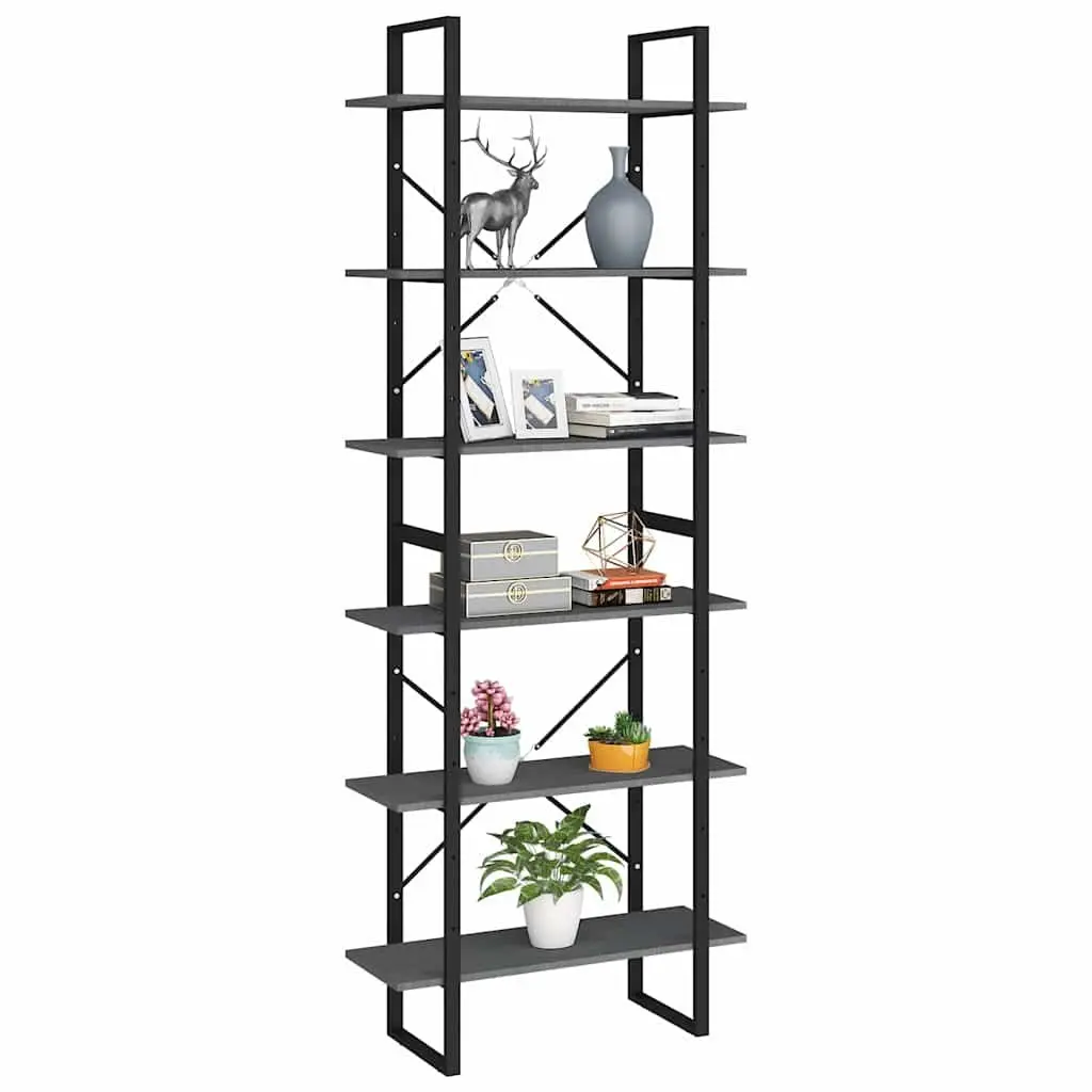 High Cabinet Shelving Unit for Home Grey 80x30x210 cm Solid Pine Wood