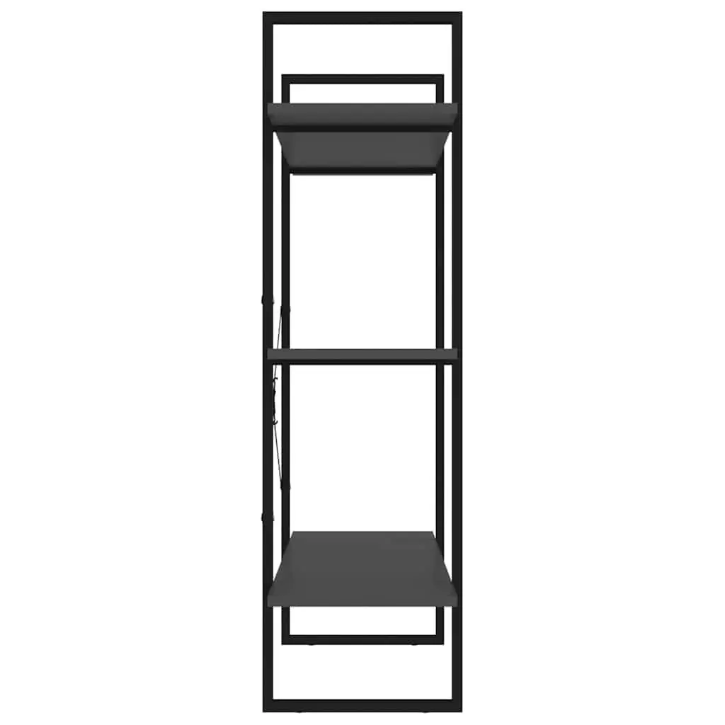 Book Cabinet for Living Room or Office Grey Metal Frame 3 Shelves