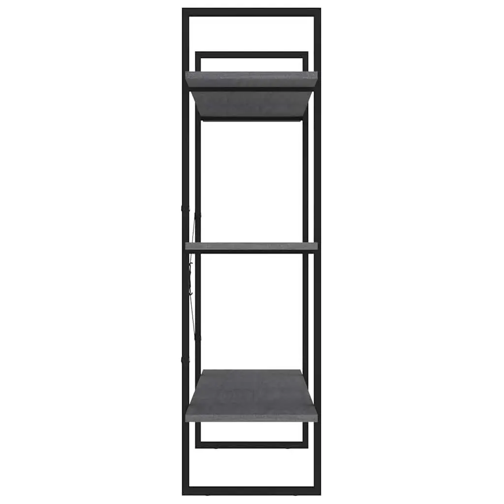 3-Tier Book Cabinet Grey Solid Pine Wood Shelving Unit for Home Decor Storage Display
